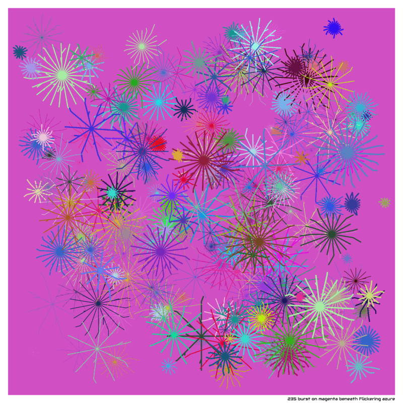 235 burst on magenta beneath Flickering azure