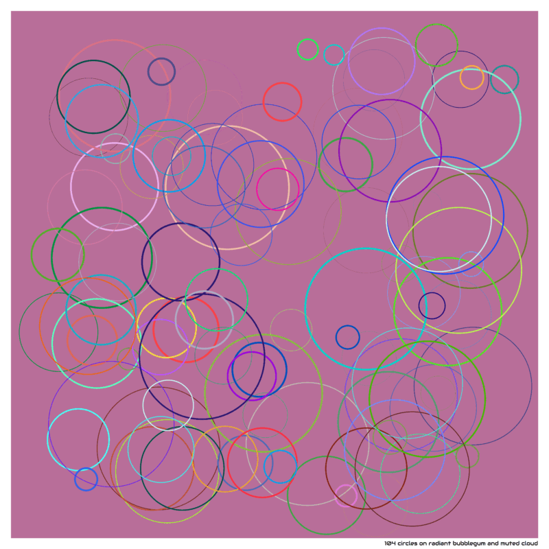 104 circles on radiant bubblegum and muted cloud