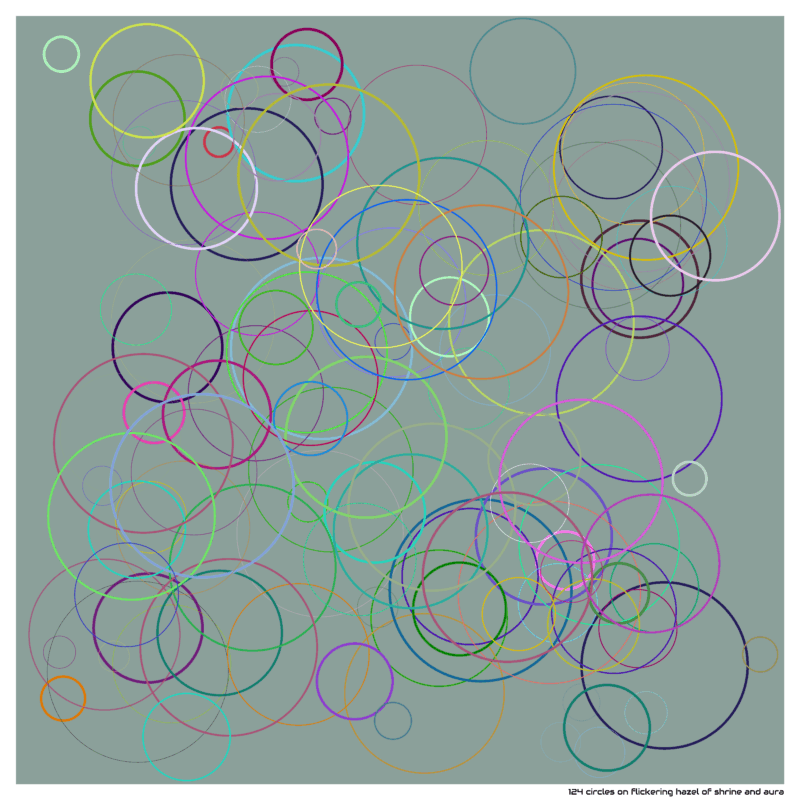 124 circles on flickering hazel of shrine and aura