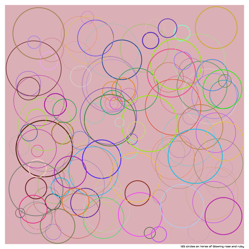 125 circles on Verse of Glowing rose and ruby