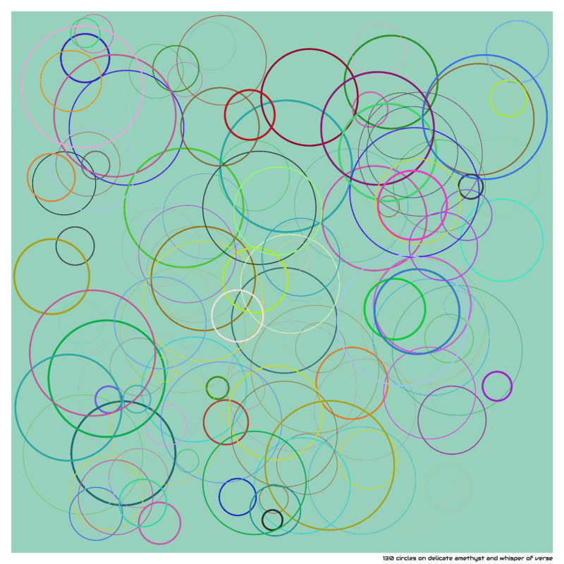 130 circles on delicate amethyst and whisper of verse