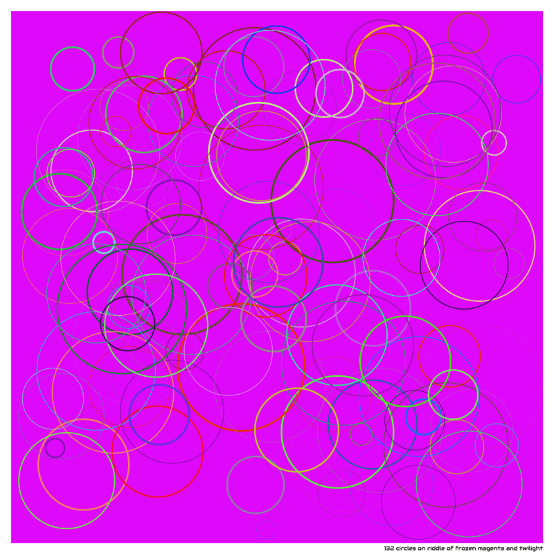132 circles on riddle of frozen magenta and twilight
