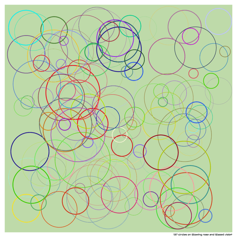 137 circles on Glowing rose and Glazed violet