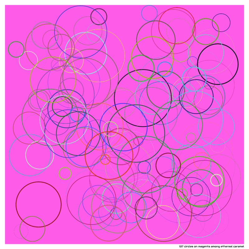 137 circles on magenta among ethereal caramel