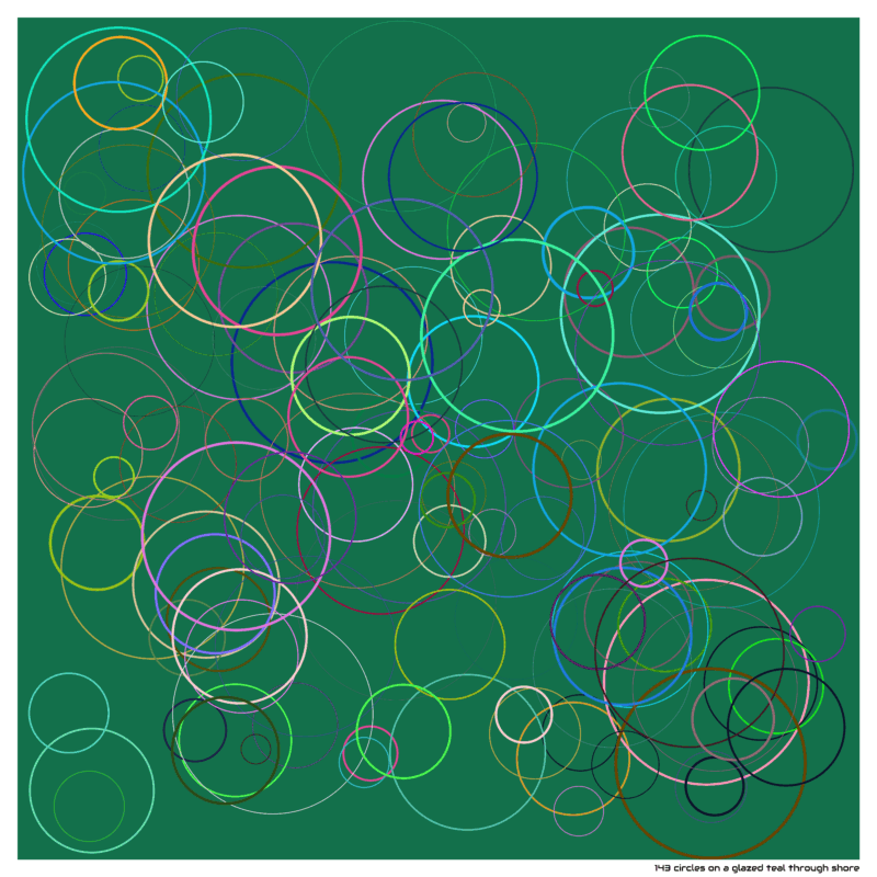143 circles on a glazed teal through shore