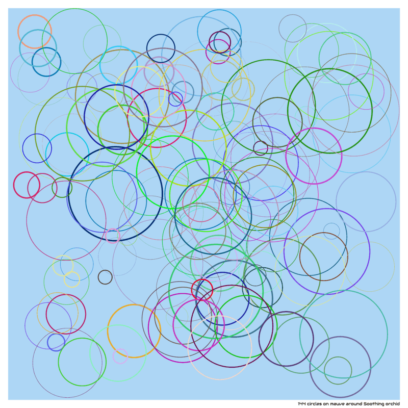 144 circles on mauve around Soothing orchid