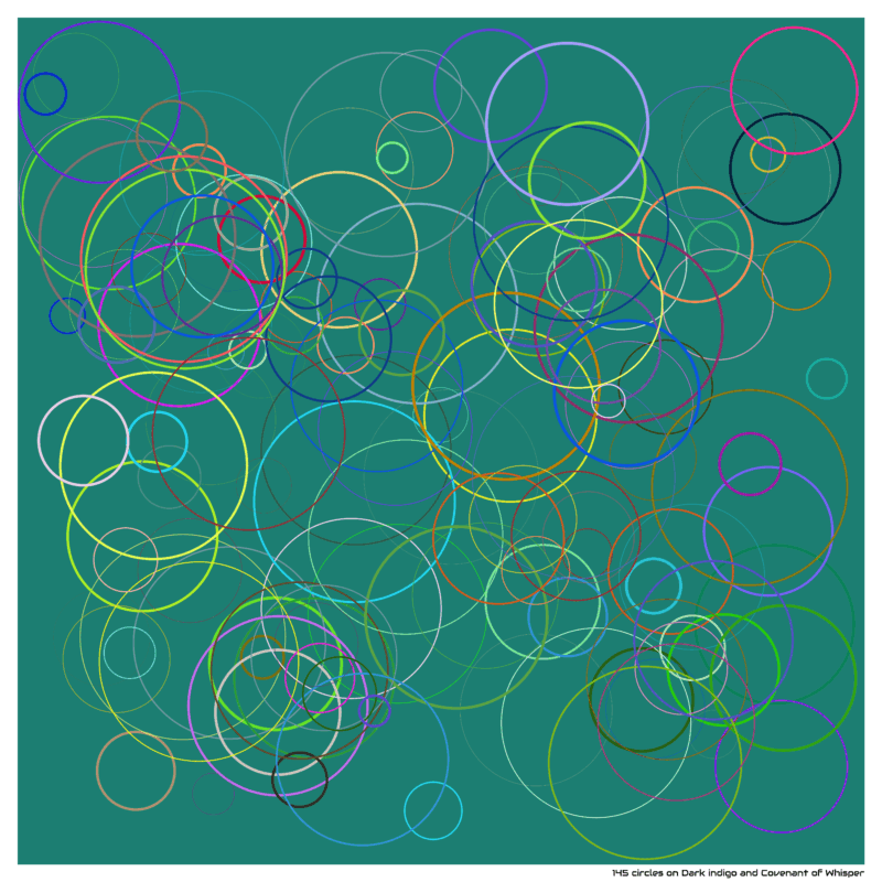 145 circles on Dark indigo and Covenant of Whisper
