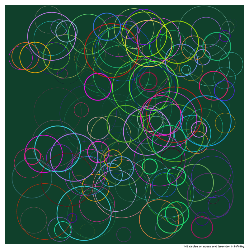 149 circles on space and lavender in infinity