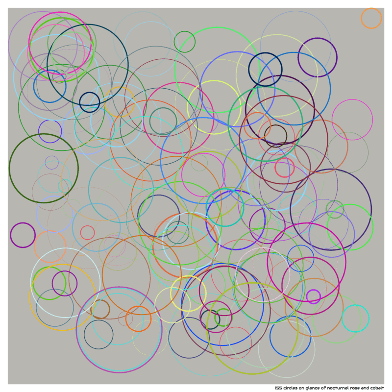 155 circles on glance of nocturnal rose and cobalt