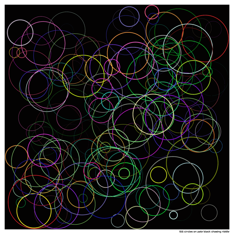 155 circles on pale black chasing riddle