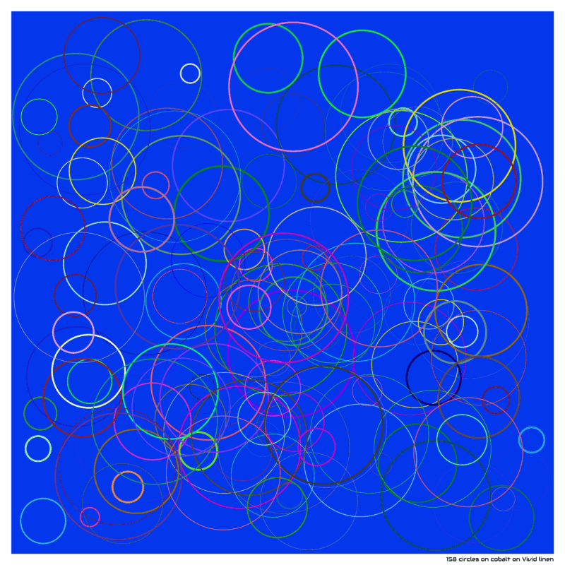 158 circles on cobalt on Vivid linen