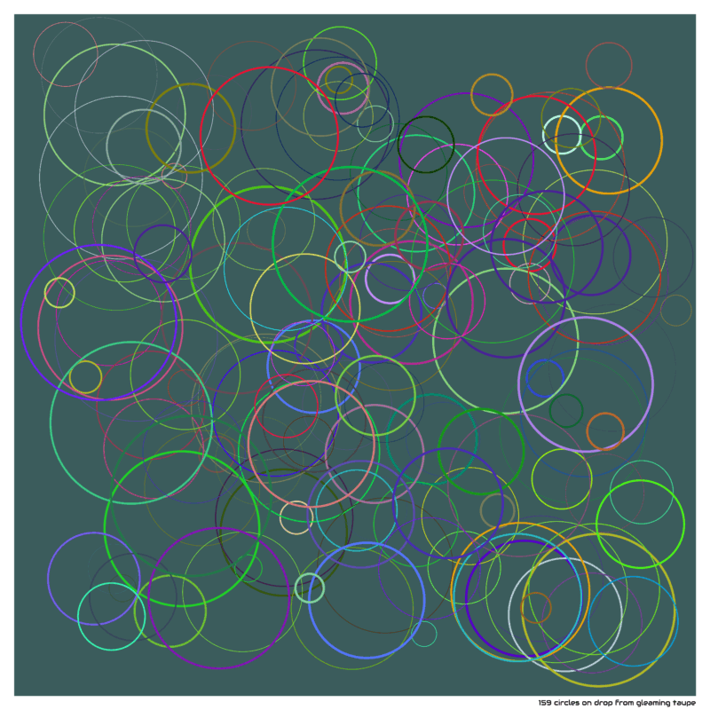 159 circles on drop from gleaming taupe