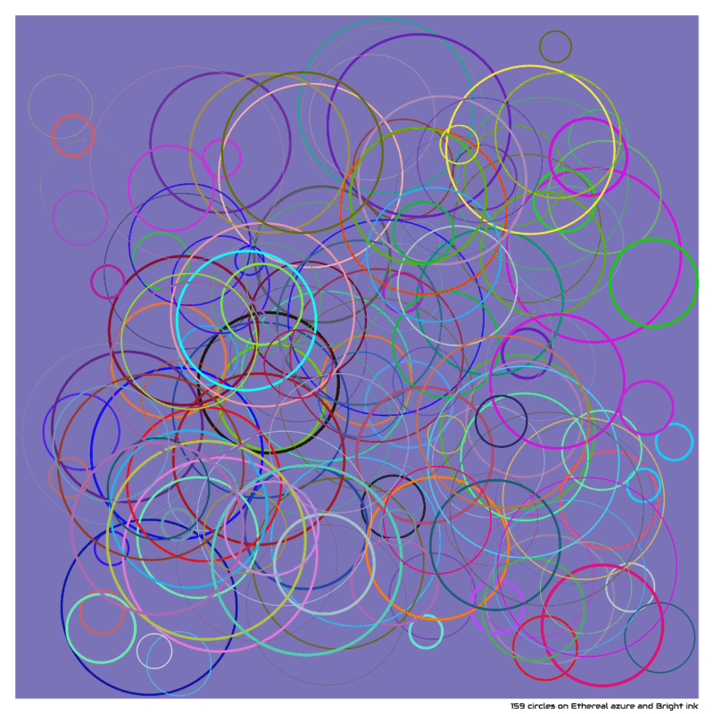 159 circles on Ethereal azure and Bright ink