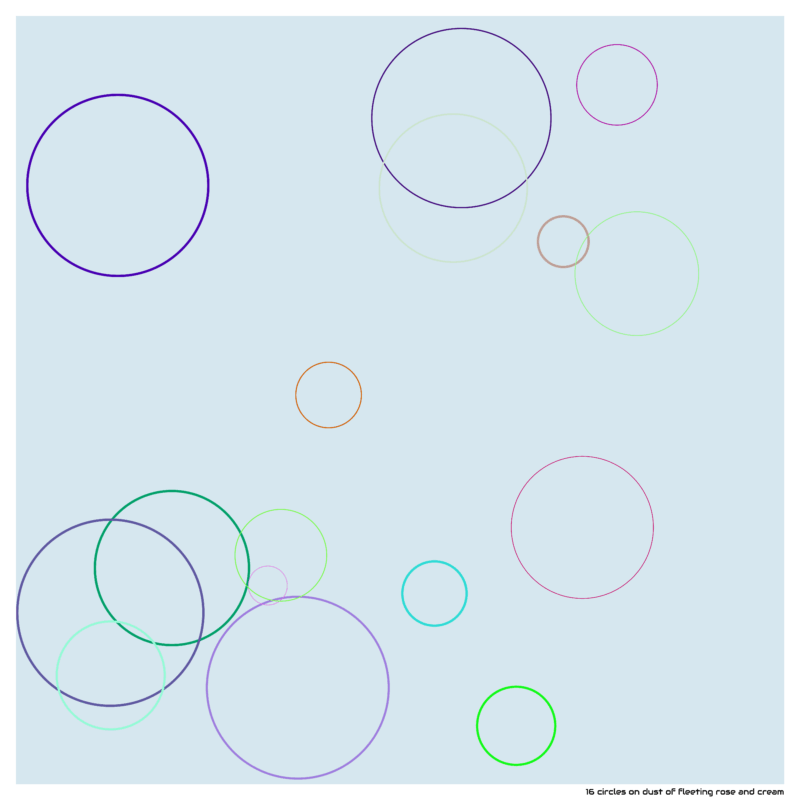 16 circles on dust of fleeting rose and cream