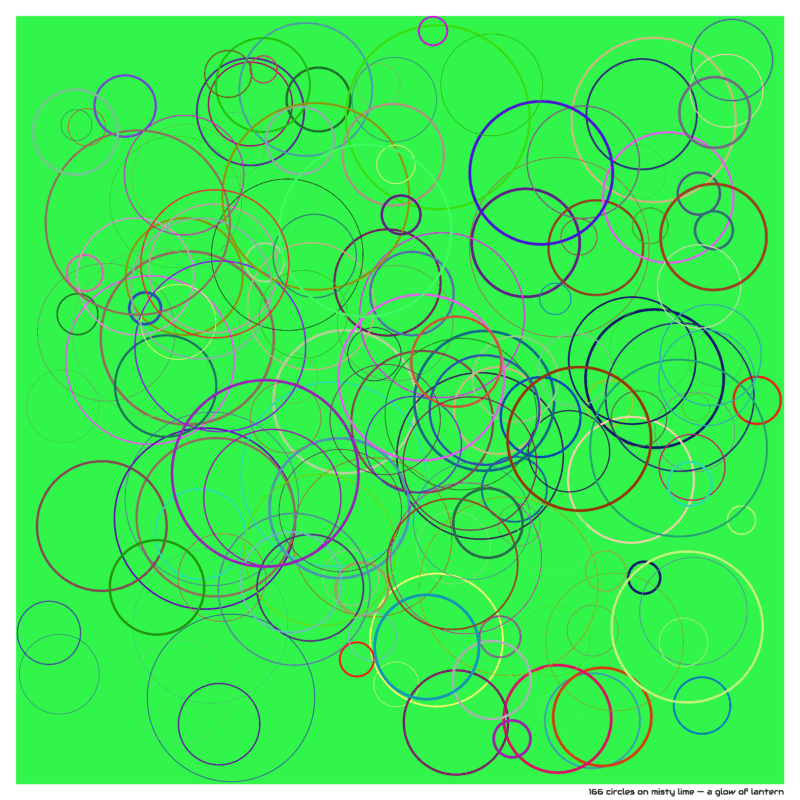 166 circles on misty lime — a glow of lantern