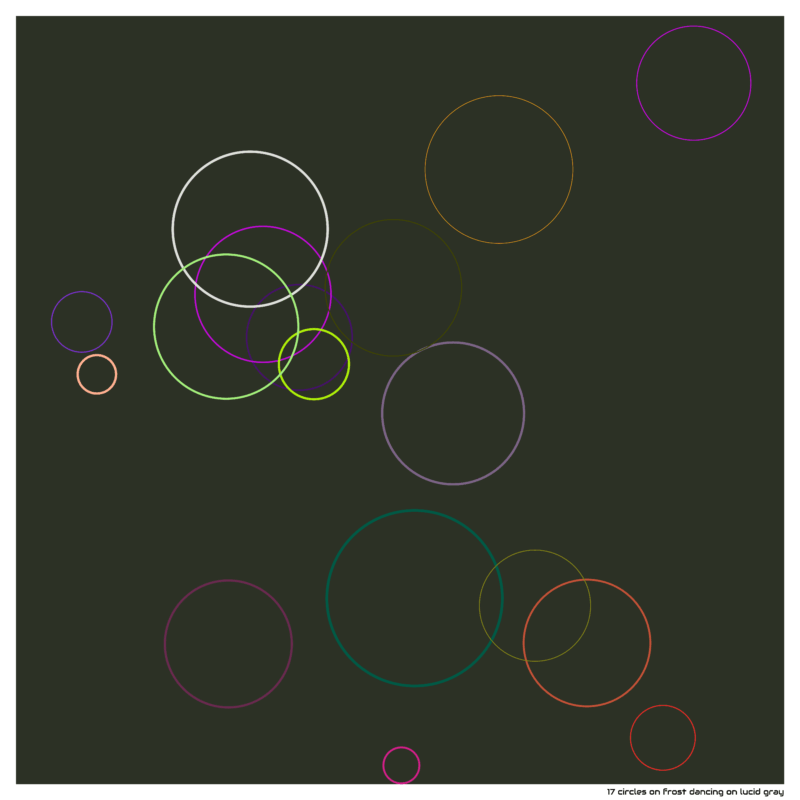 17 circles on frost dancing on lucid gray