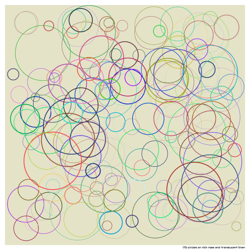 175 circles on rich rose and translucent linen