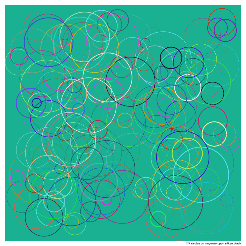 177 circles on magenta upon silken black