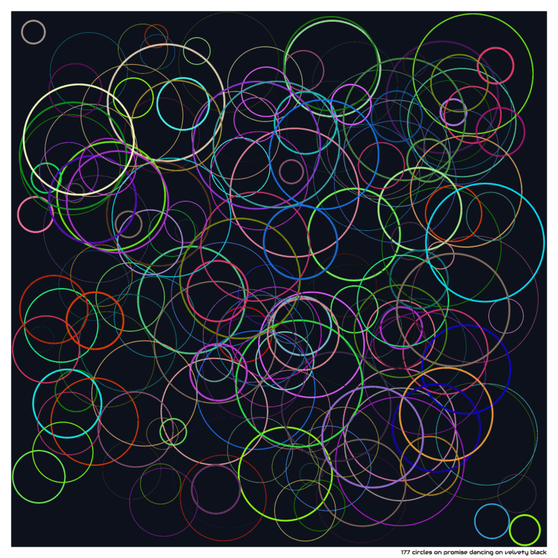 177 circles on promise dancing on velvety black
