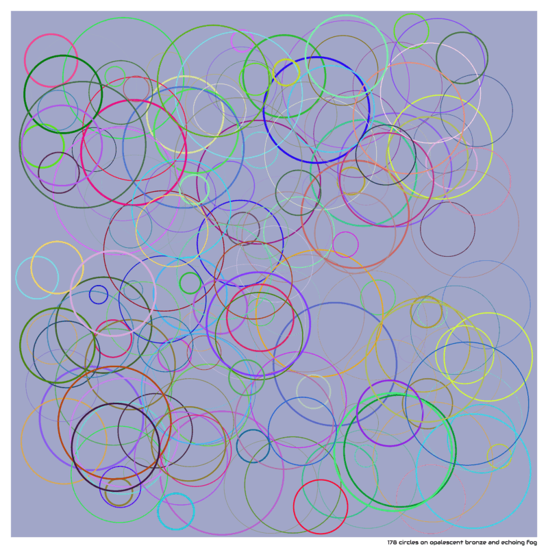 178 circles on opalescent bronze and echoing fog
