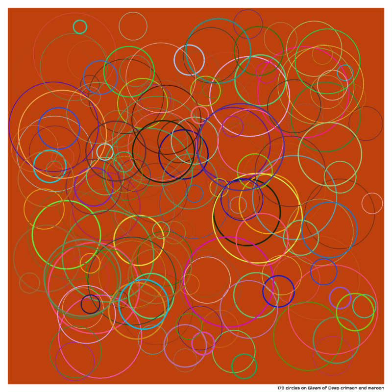 179 circles on Gleam of Deep crimson and maroon