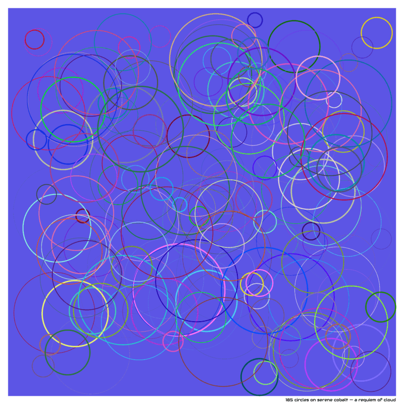 185 circles on serene cobalt — a requiem of cloud