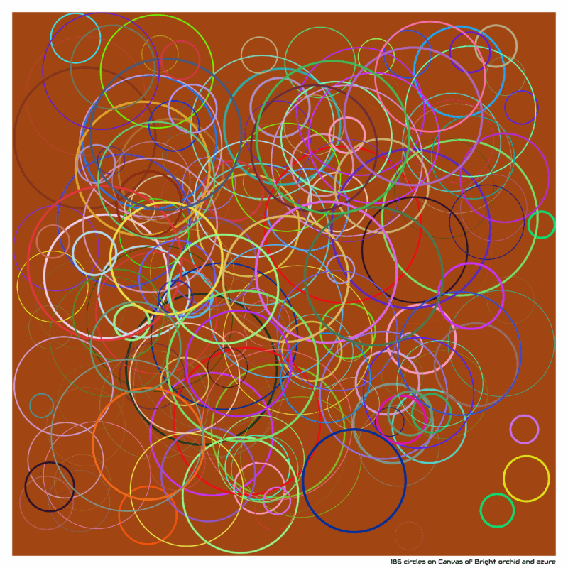 186 circles on Canvas of Bright orchid and azure