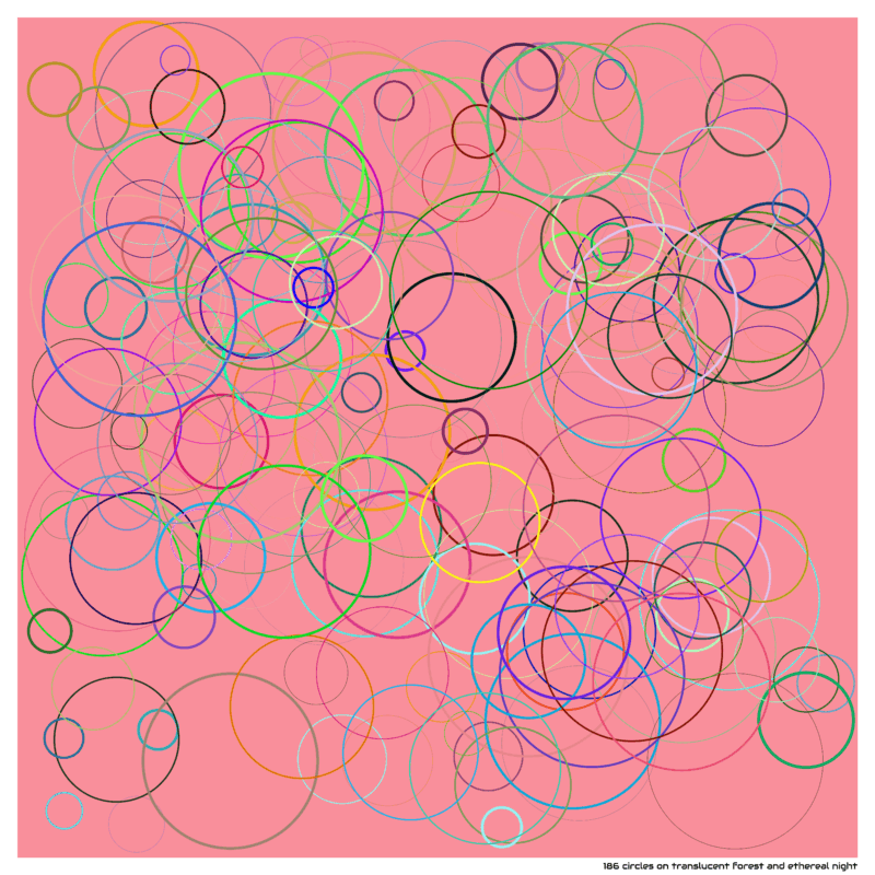 186 circles on translucent forest and ethereal night