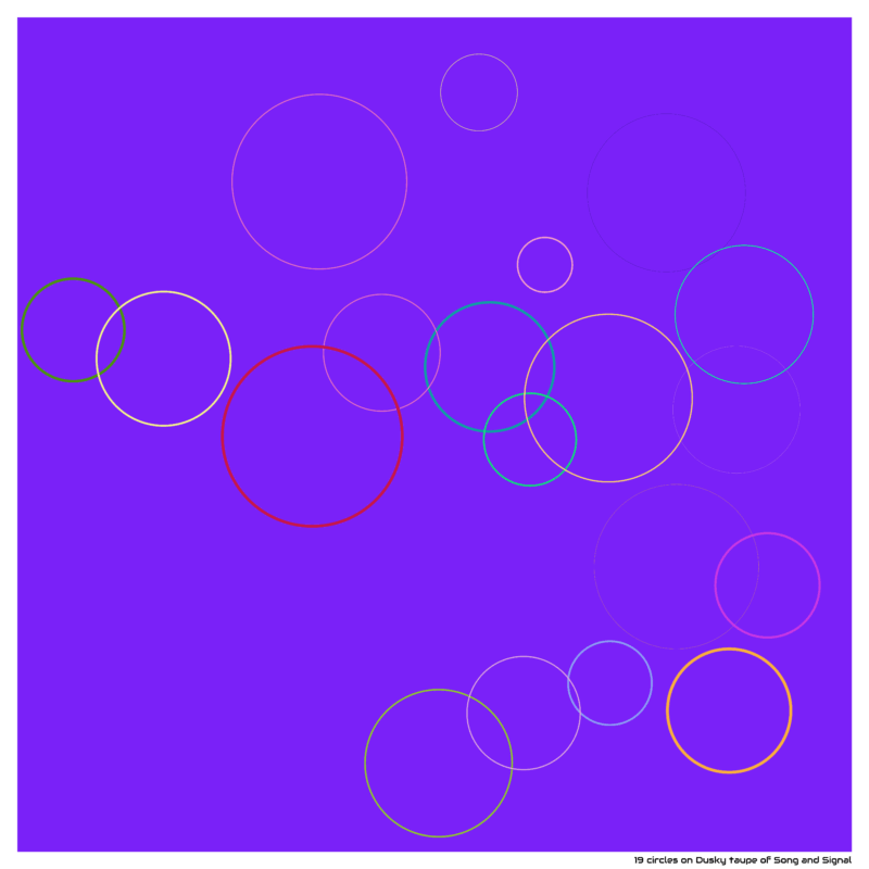 19 circles on Dusky taupe of Song and Signal