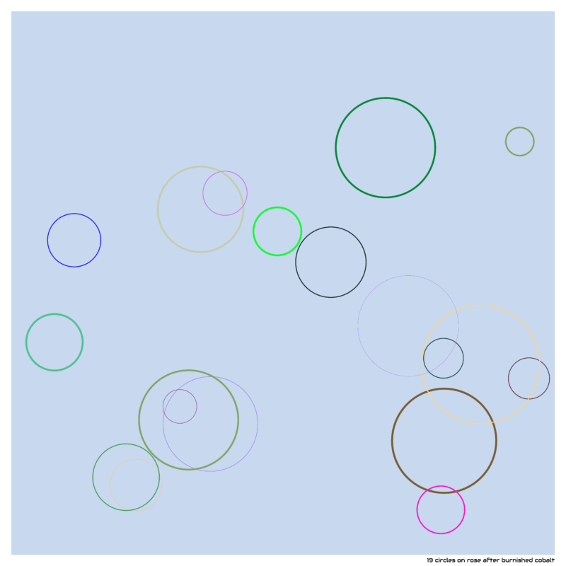 19 circles on rose after burnished cobalt