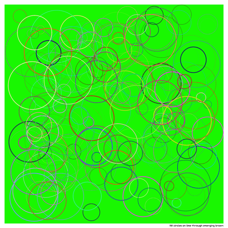 191 circles on lime through emerging brown