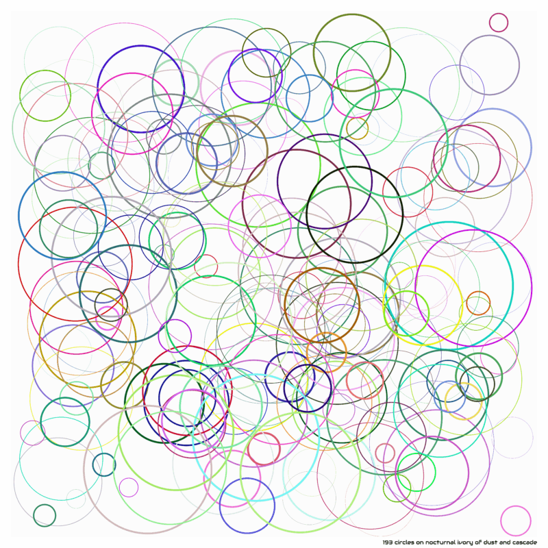 193 circles on nocturnal ivory of dust and cascade