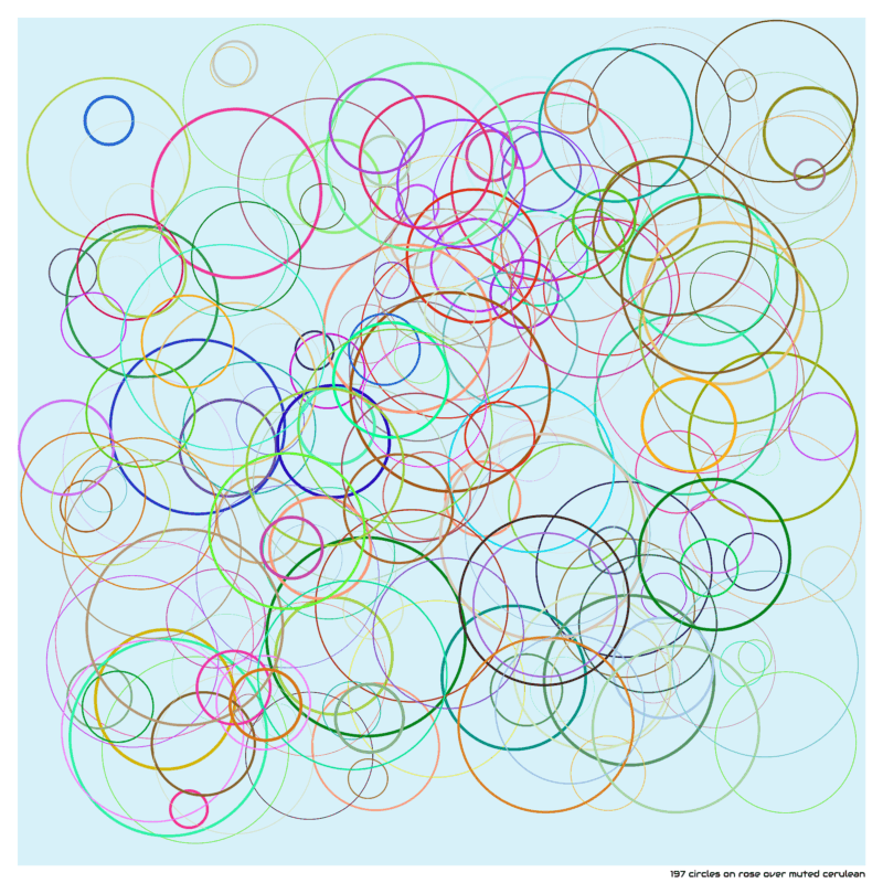 197 circles on rose over muted cerulean
