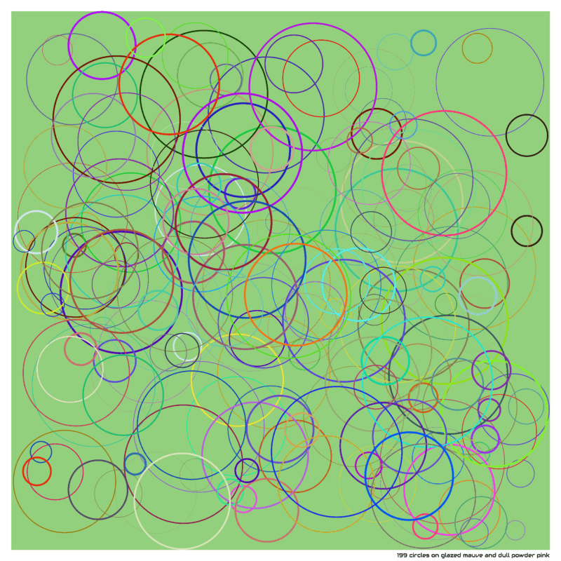 199 circles on glazed mauve and dull powder pink