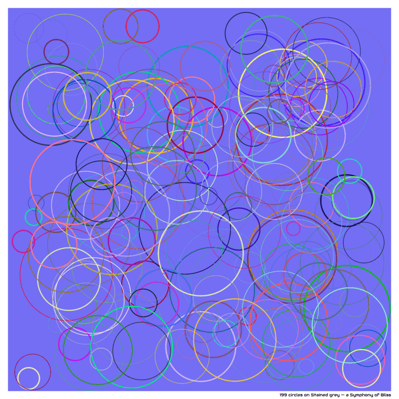 199 circles on Stained grey — a Symphony of Bliss