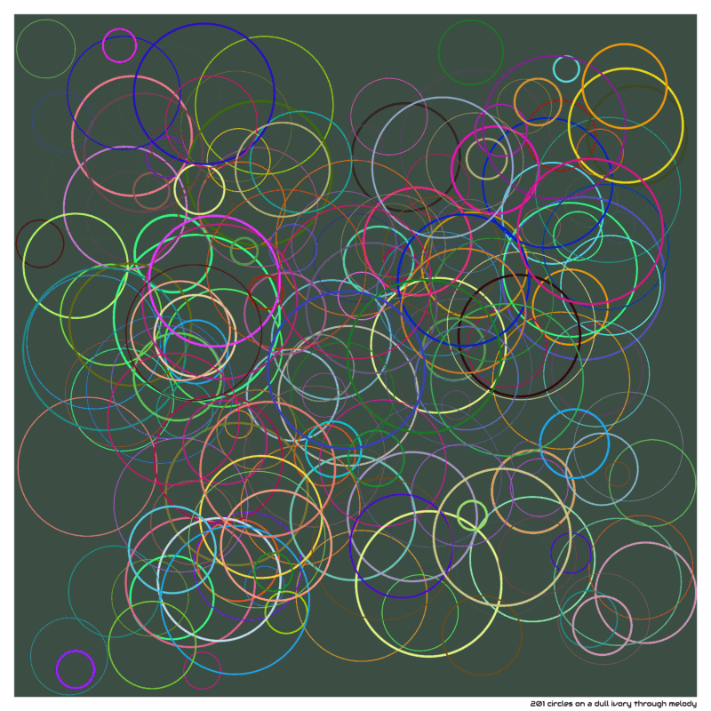 201 circles on a dull ivory through melody