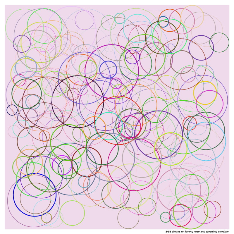 203 circles on lonely rose and gleaming cerulean