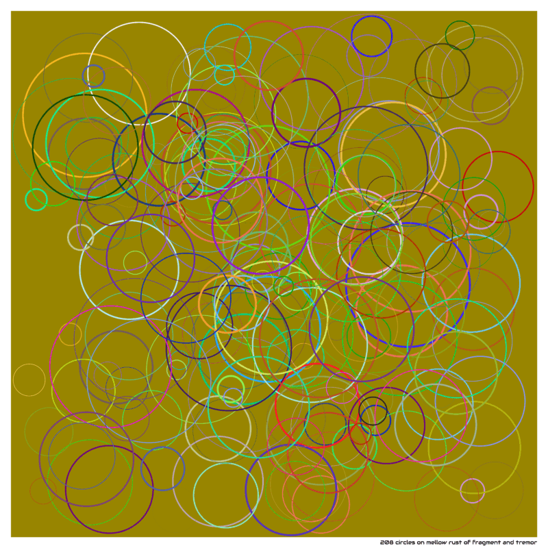 208 circles on mellow rust of fragment and tremor
