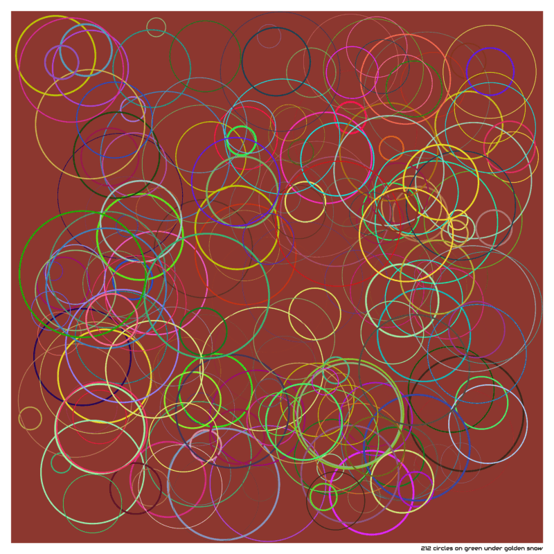 212 circles on green under golden snow