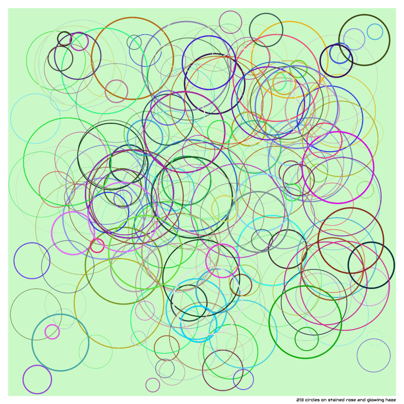 213 circles on stained rose and glowing haze