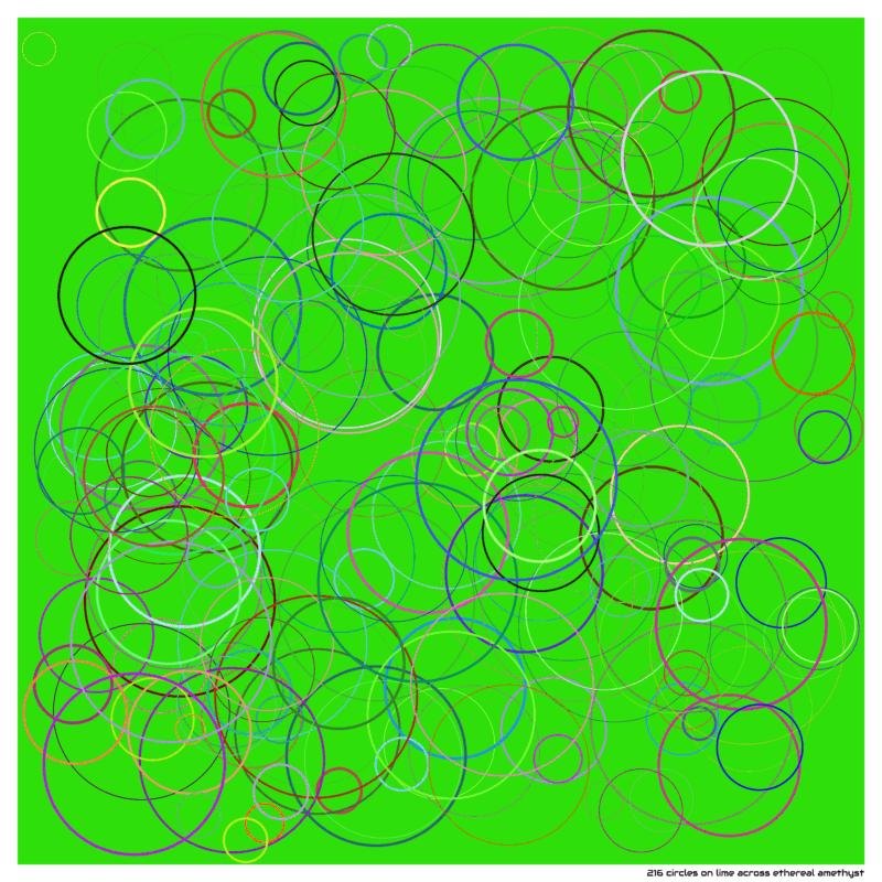 216 circles on lime across ethereal amethyst