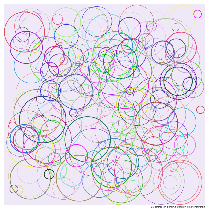 217 circles on dancing ivory of wave and verse