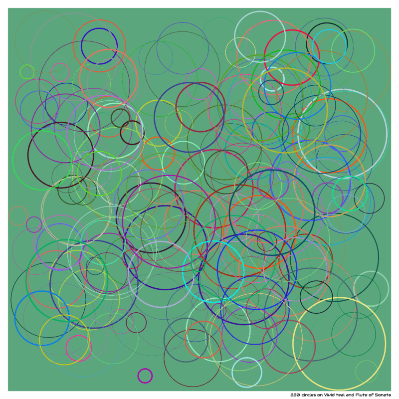 220 circles on Vivid teal and Flute of Sonata