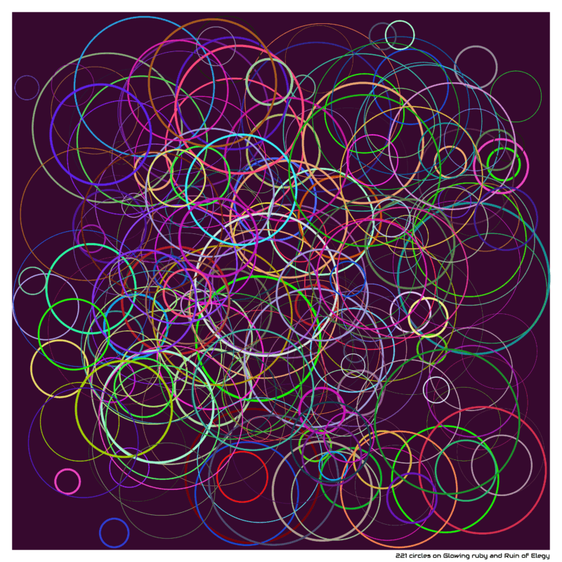 221 circles on Glowing ruby and Ruin of Elegy