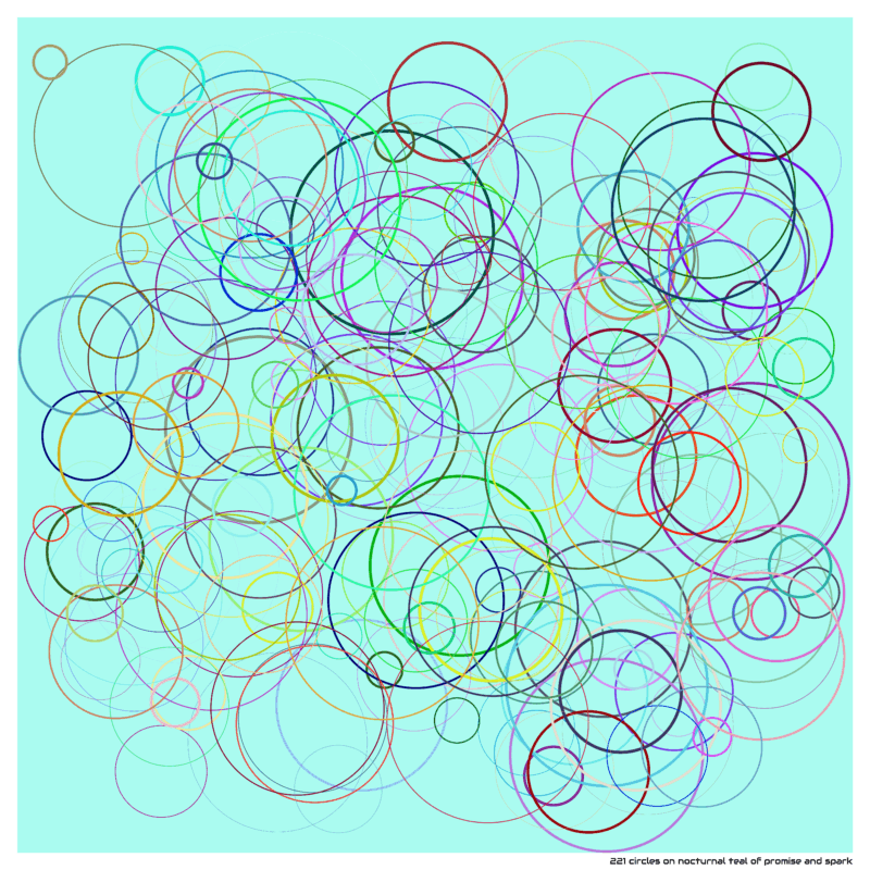 221 circles on nocturnal teal of promise and spark