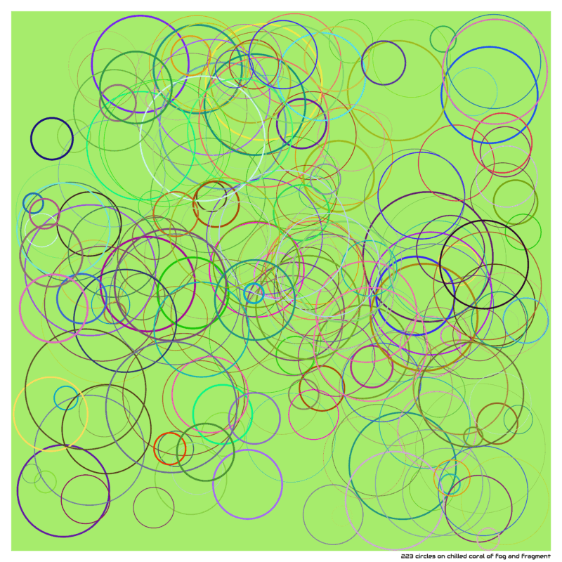 223 circles on chilled coral of fog and fragment