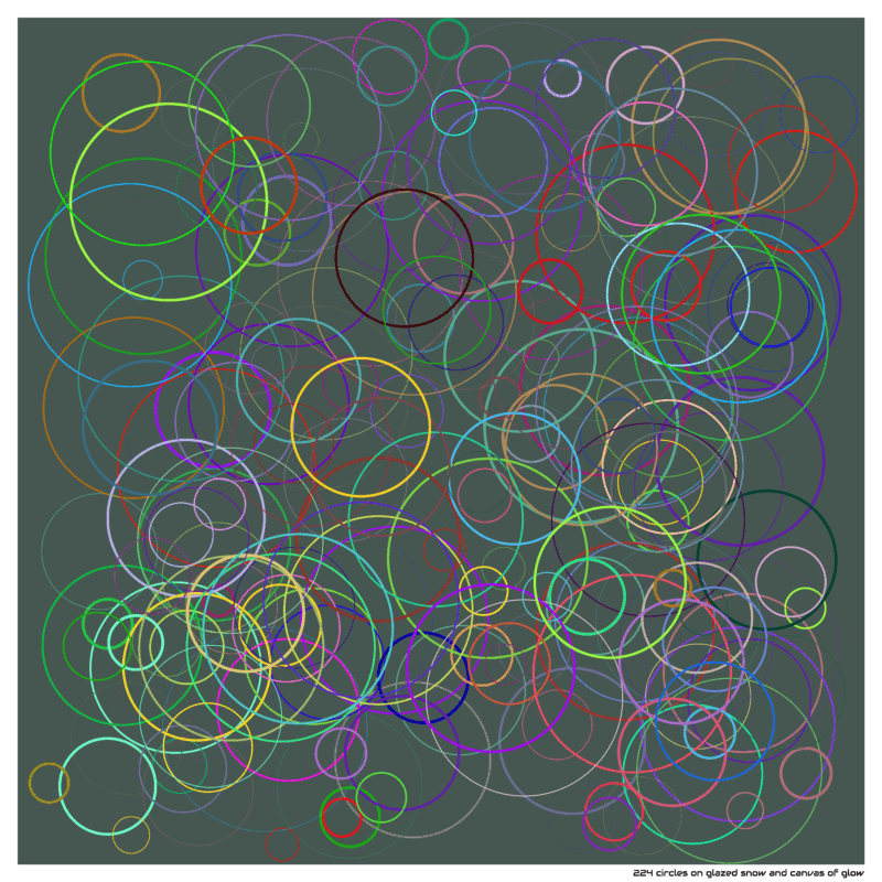 224 circles on glazed snow and canvas of glow