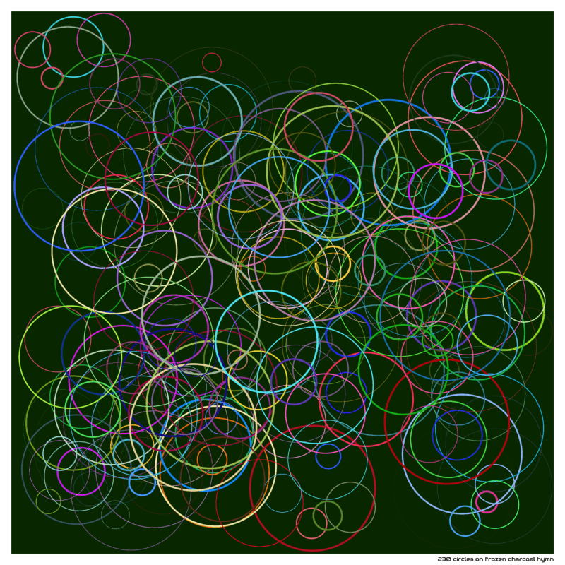 230 circles on frozen charcoal hymn