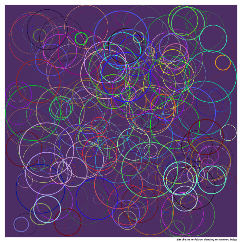 231 circles on bloom dancing on stained beige