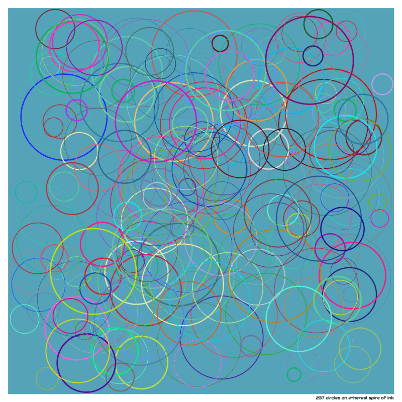 237 circles on ethereal spire of ink